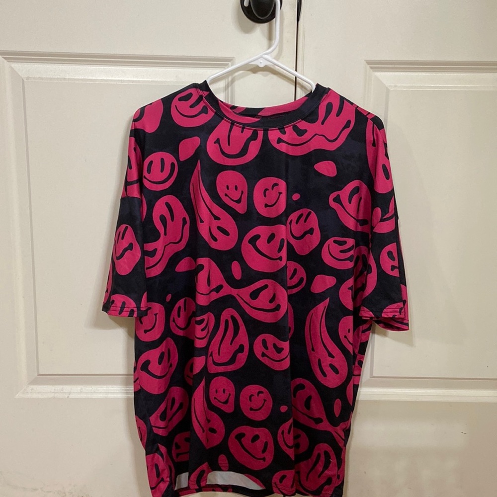 Pink and black drop shoulder shirt